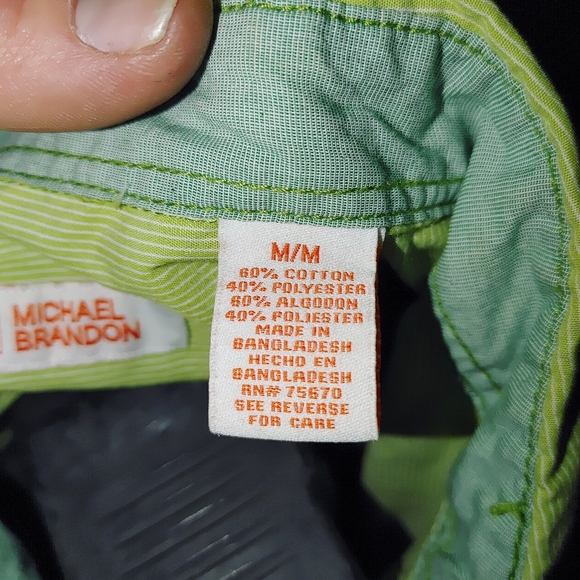 Mens Green Button Down Collard Dress Shirt - Picture 7 of 8